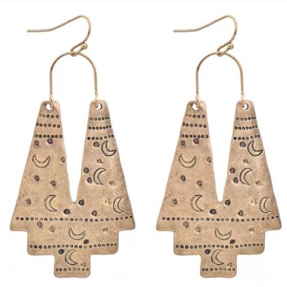 Moon Stamped Dangle Earrings - Picture 3 of 5